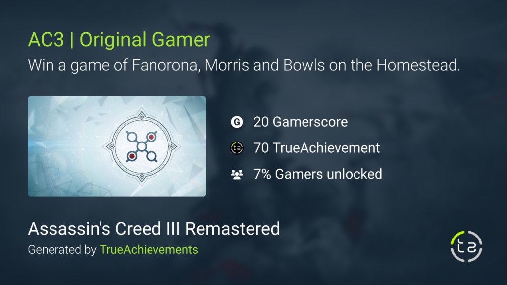 Picture of: AC  Original Gamer achievement in Assassin’s Creed III Remastered