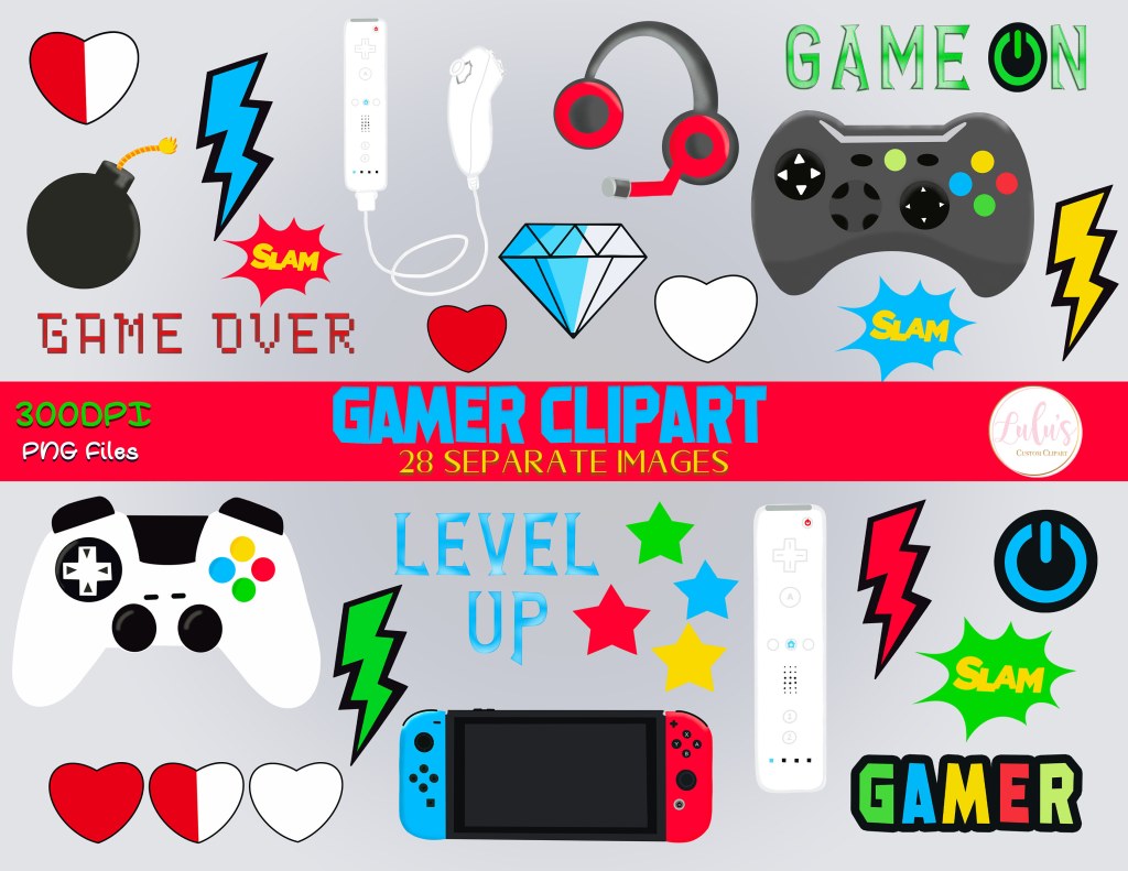 Picture of: Gaming Clipart – Gamer Clipart – Game On Clipart – Gaming Remote Clipart –  Gaming Kopfhörer Clipart-Digitale Datei